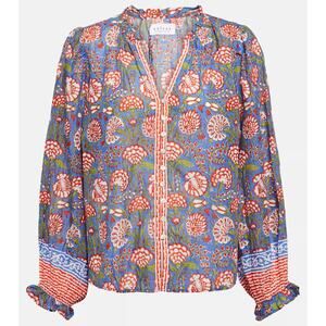 Velvet by Graham & Spencer Blue Floral Button-Front Blouse